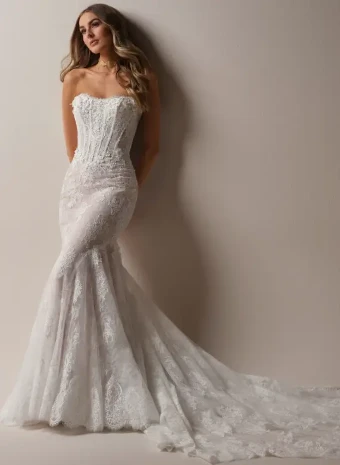 Maggie Sottero Takera (no sleeves, unembellished) #0 default All Ivory (gown with Ivory Illusion) thumbnail