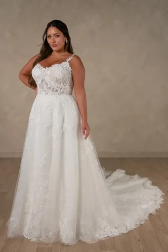 Essense of Australia Isabelle #2 (IV-BC) Ivory Lace and Tulle over Biscotti Gown thumbnail