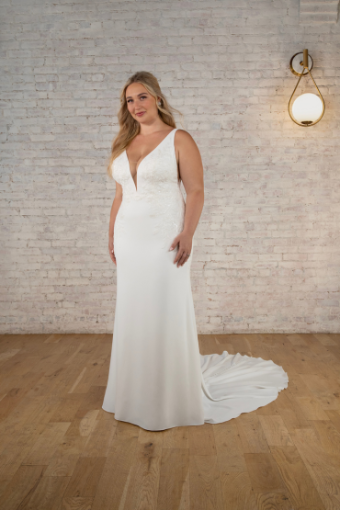 Stella York Chloe (WITHOUT LACE) #3 (PI-PL) Pure Ivory Gown w Porcelain Tulle Plunge thumbnail