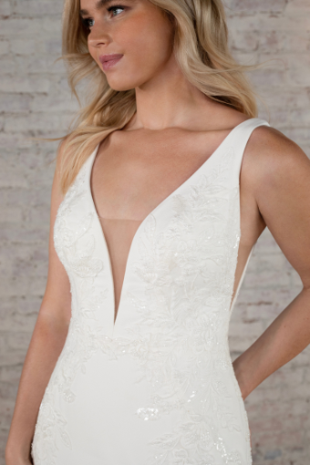 Stella York Chloe (WITHOUT LACE) #2 (PI-PL) Pure Ivory Gown w Porcelain Tulle Plunge thumbnail