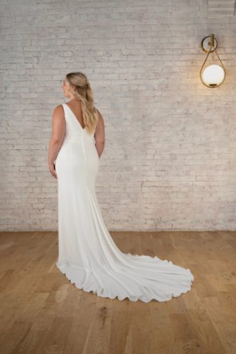 Stella York Chloe (WITHOUT LACE) #4 (PI-PL) Pure Ivory Gown w Porcelain Tulle Plunge thumbnail