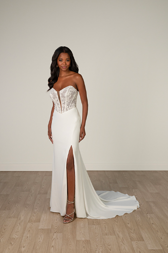 Stella York Demi #0 default (IV-PL) Ivory Gown w Porcelain Tulle Plunge thumbnail