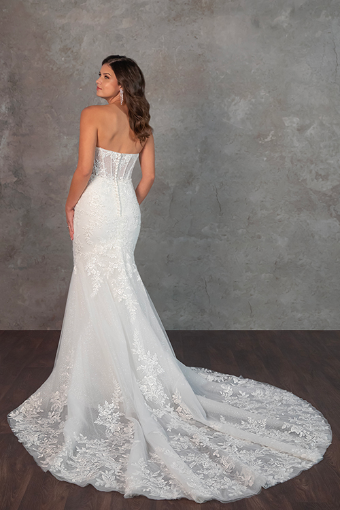Essense of Australia Bernadette #1 (IVRM-PL) Ivory Lace and Tulle over Rum Gown w Porcelain Tulle Plunge thumbnail