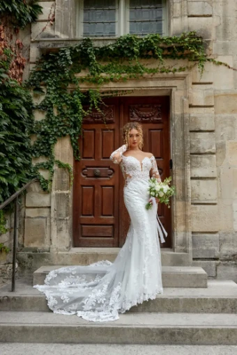 Essense of Australia Lucia #0 default (IVRM-PL) Ivory Lace & Tulle over Rum Gown w Porcelain Tulle Illusion (IVIV-PL) Ivory Lace & Tulle over Ivory Gown w Porcelain Tulle Illusion thumbnail