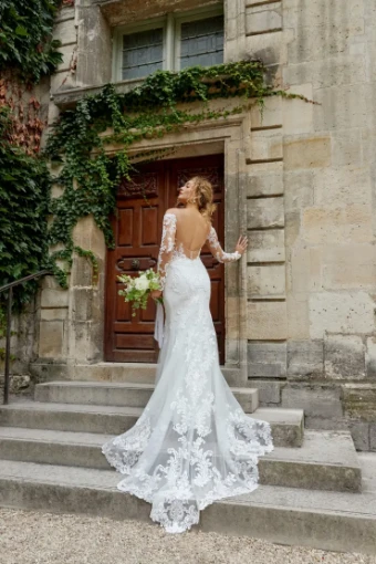 Essense of Australia Lucia #1 (IVRM-PL) Ivory Lace & Tulle over Rum Gown w Porcelain Tulle Illusion (IVIV-PL) Ivory Lace & Tulle over Ivory Gown w Porcelain Tulle Illusion thumbnail