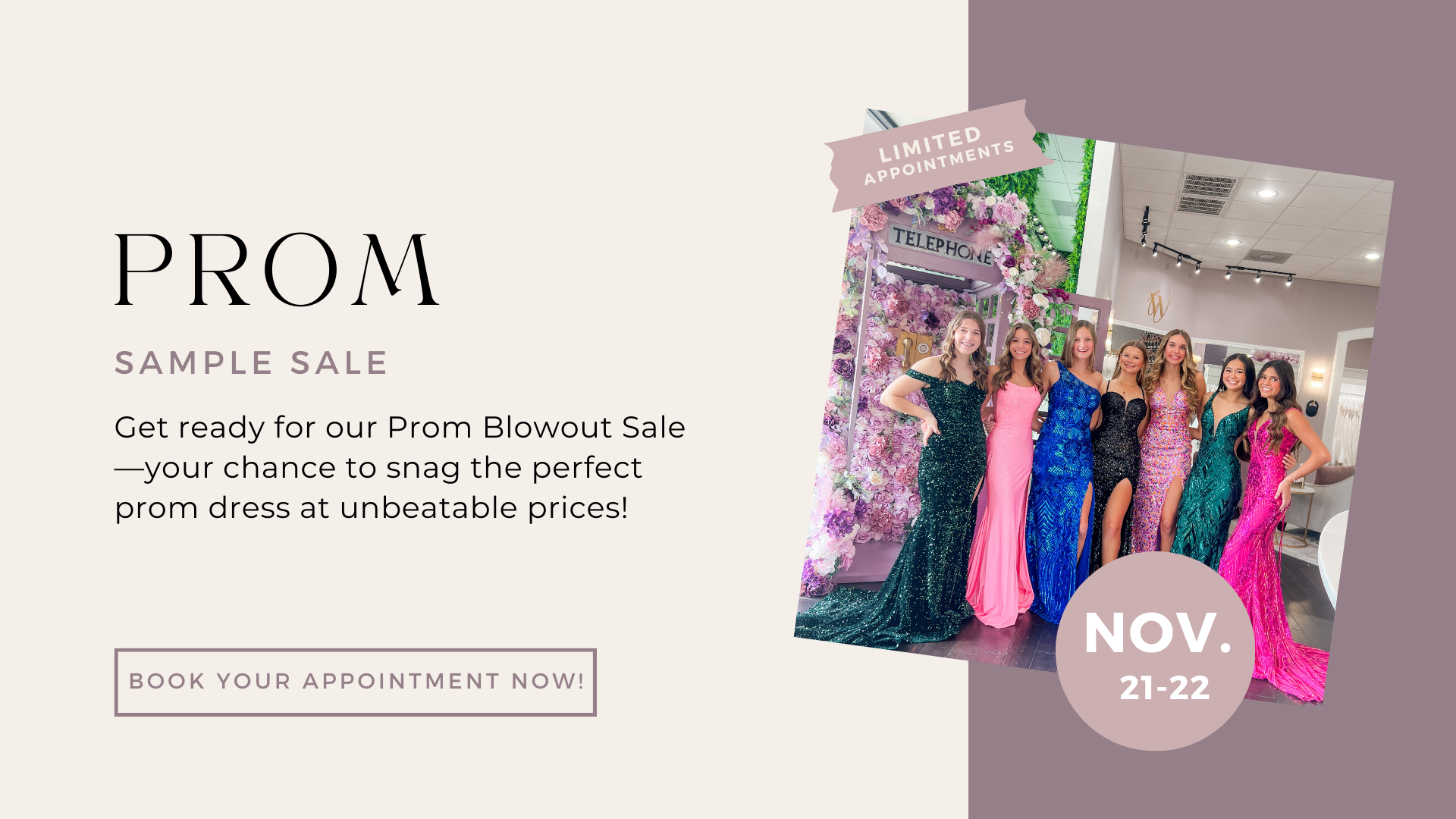 Prom Sample Sale at Whittington Bridal Desktop